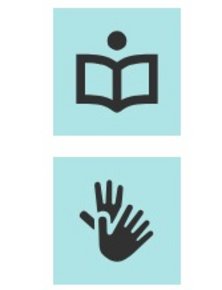 Symbol für "leichte Sprache" und "Gebärdensprache"