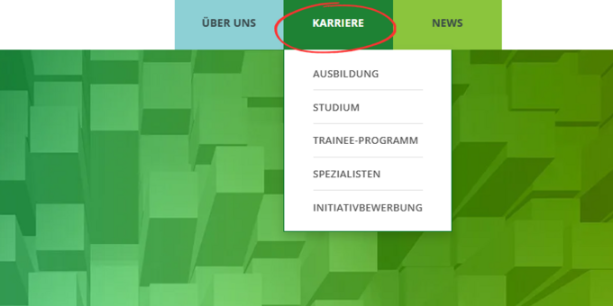 Screenshot Navigation "Karriere"