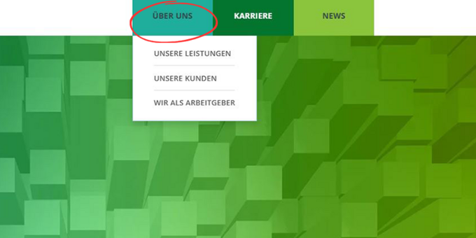 Screenshot Navigation "Über uns"